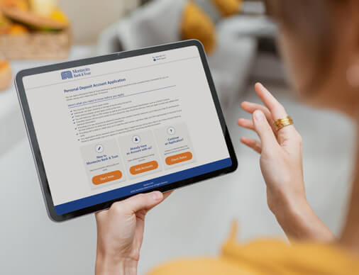 Tablet displaying Our Online Account screen.